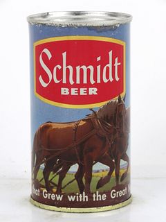 1954 Schmidt Beer "Plow Horses" 12oz Flat Top Can 130-22.1 Saint Paul, Minnesota