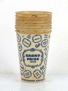 1964 Lot of Eight Grand Prize Beer Wax Cups Houston, Texas