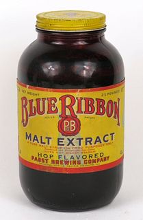 1933 Blue Ribbon Malt Extract Full Paper Label Jar Milwaukee, Wisconsin