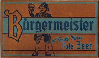1939 Burgermeister Pale Beer Cardboard Case Panel San Francisco, California