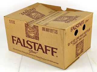 1973 Falstaff Beer 12 Stubby Bottle Box Wooden Crate Omaha, Nebraska