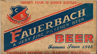 1953 Fauerbach Beer Cardboard Case Panel Madison, Wisconsin