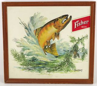 1958 Fisher Beer "Brown Trout" Sign Salt Lake City, Utah
