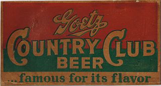 1940 Goetz Country Club Beer Cardboard Case Panel St. Joseph, Missouri