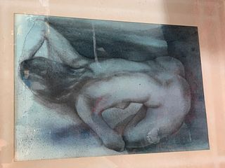 Large Watercolor of a Seated Nude by Nastasia