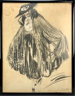 Louis Icart Costume for Venice Carnival Charcoal