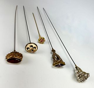 Group of 5 Antique Hatpins