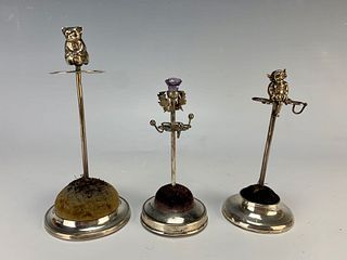 Group of 3 English Sterling Silver Hatpin Holders