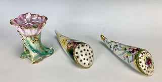 Group of 3 Vintage Porcelain Hatpin Holders
