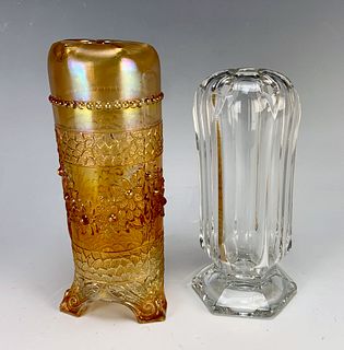 2 Vintage Glass Hatpin Holders