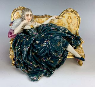 Hand Painted Majolica "Lady Reclining" S. Fabris