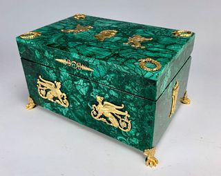 Malachite Hinged Box with Gilt Bronze Napoleon
