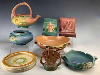 Group of 8 Assorted Roseville Pottery Items