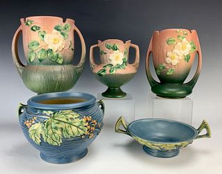 Group of 5 Roseville Pottery Various Patterns