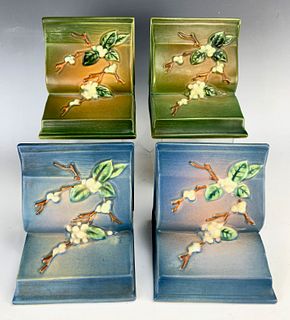 Group of 2 Pairs of Roseville Pottery "Snowberry"