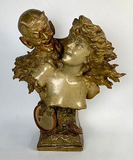 Charles Masse (1855 - 1913) Lady & Faun Bust