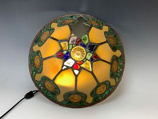 Chunk & Jeweled Glass Antique Lampshade
