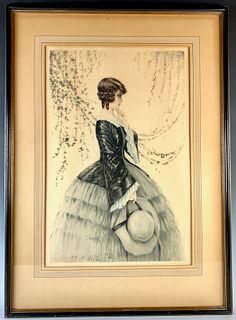 Maurice Milliere (1871-1946) Girl with Hat Etching