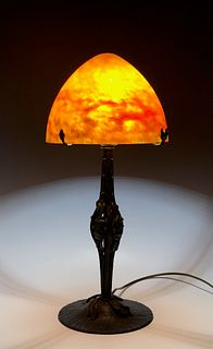 Muller Fres Mottled Glass & Iron Table Lamp