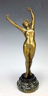 Circa 1925 Art Deco Nude Bronze Signed David