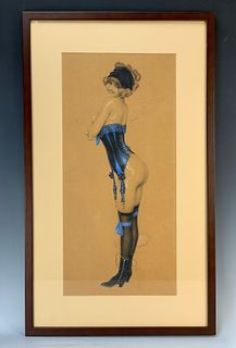 Raphae Kirchner (1875-1917) "Libertine" Watercolor Painting