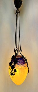 Muller Fres Mottled Glass Art Deco Lamp