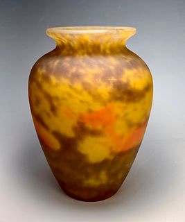 Muller Fres Luneville Mottled Glass Vase