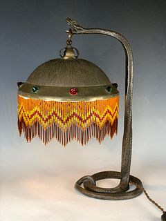 Art Nouveau Bronze Snake Lamp