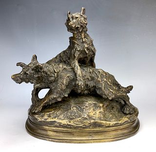 Thomas Francois Cartier (1879 - 1943) Bronze Dogs