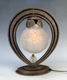 Signed Muller Fres Art Deco Lamp Circa 1920's