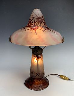 LeVerre Francais "Stars" Cameo Glass Lamp