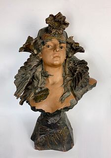 Alfred Jean Foretay (1861 - 1944) Art Nouveau Bust