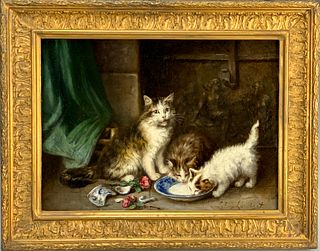 Louis Lambert (1825-1900) "Feeding time" Painting