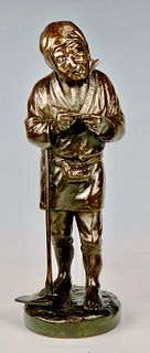 Japanese Bronze Figurine "Elderly Man" Meiji Pd.