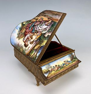 Austrian Enameled Piano Music Box