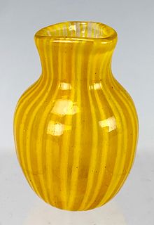 Daum Nancy Yellow Striped Miniature Vase
