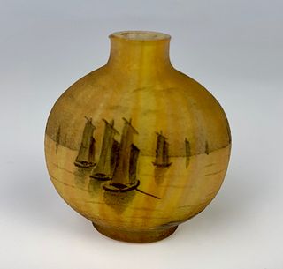 Rare Daum Nancy "Sailboats" Miniature Cameo Vase