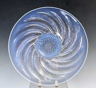 R. Lalique "Poissons" Opalescent Glass Plate