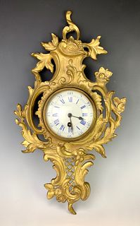 Louis XV Gilt Bronze Cartel Clock