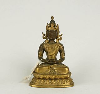18th Century Tibetan Gilt Bronze Bodhisattva Statu