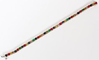7.50CT NATURAL RUBY EMERALD AND SAPPHIRE BRACELET