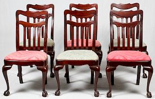 CHIPPENDALE STYLE MAHOGANY DINING CHAIRS SIX PCS.