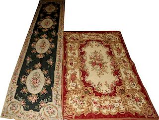 HAND MADE FLAT WEAVE WOOL CARPET AND RUNNER