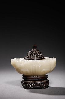 Qing: A Carved Jade Ink Washer