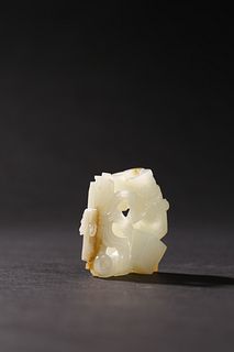 Qing Dynasty: A Carved White Jade Paper Weight