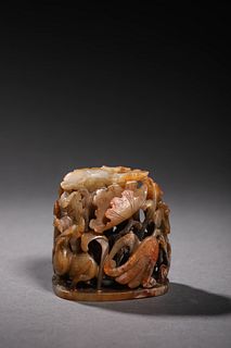 Yuan: A Carved Jade Finial Top