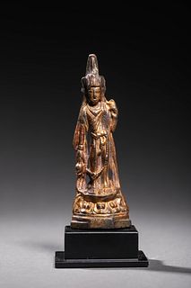 Sui: A Gilt Bronze Standing Buddha Statue