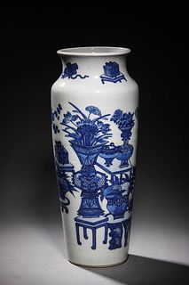 Qing KangXi: A Blue & White Porcelain Vase