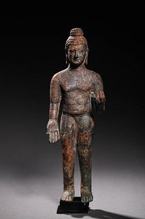 8th Century: A Bronze Standing Buddha Statue