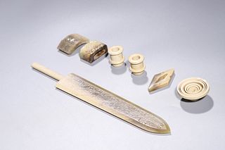 Han Dynasty: A Seven piece Jade Sword Set